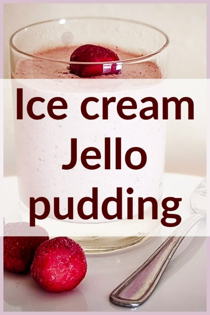 ice cream jello in a glass with strawberries