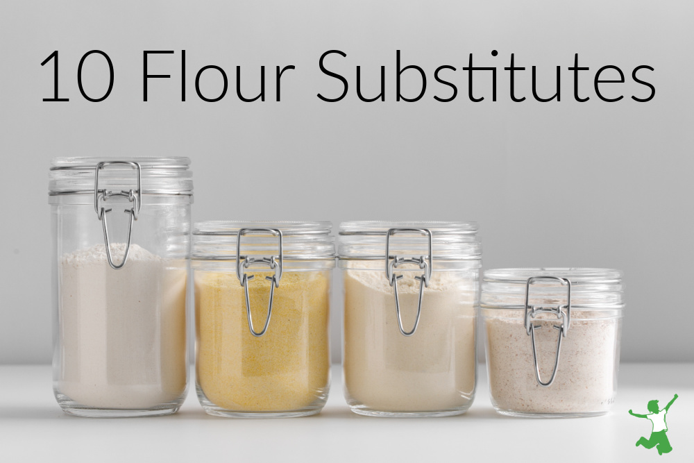 flour substitutes in glass jars on white  counter