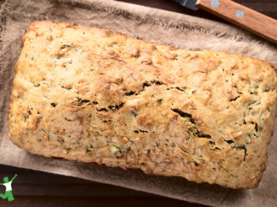 gluten-free zucchini loaf on dishtowel