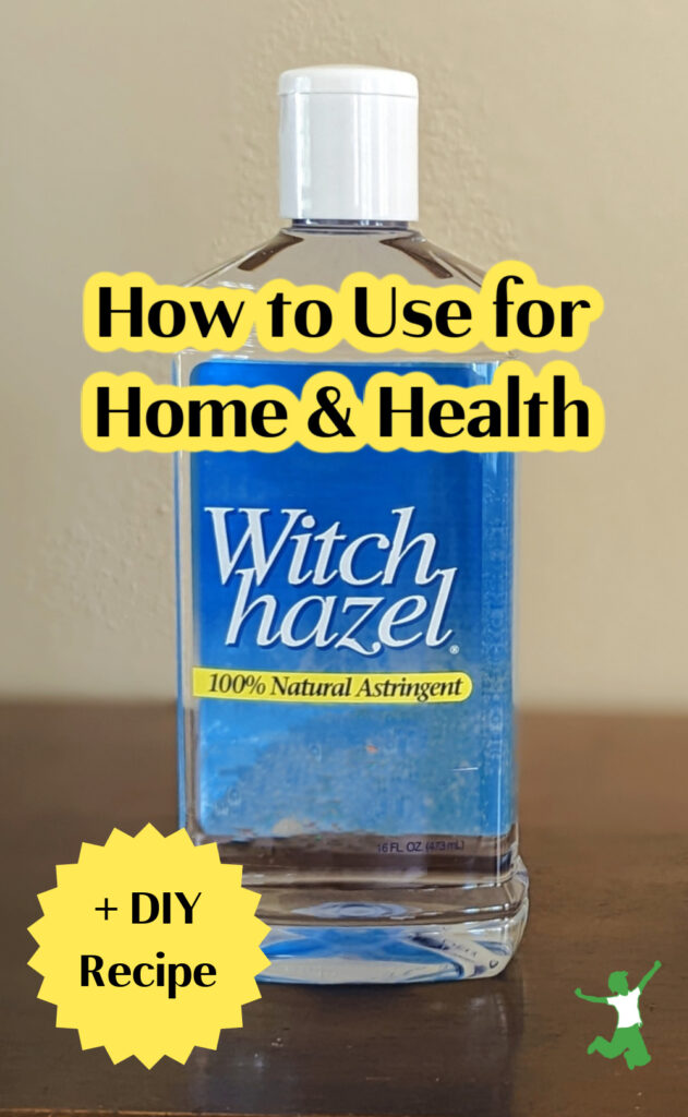bottle of homemade witch hazel on a table
