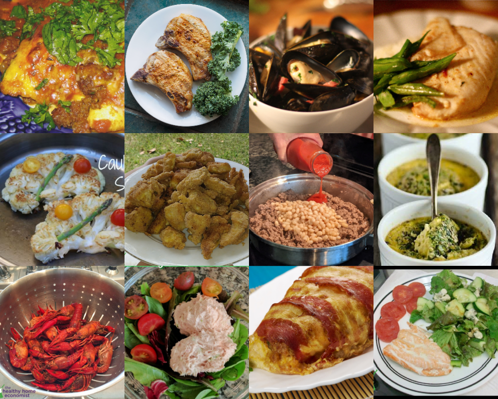 photo collage of healthy low carb dinners