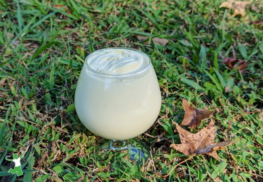 kefir ice cream in a dessert glass natural background