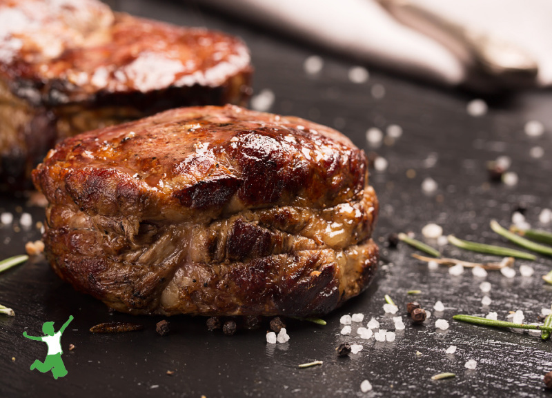 low carb filet mignon dinner on counter