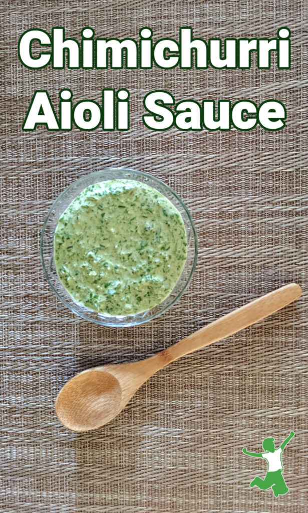 chimichurri aioli sauce in a glass bowl