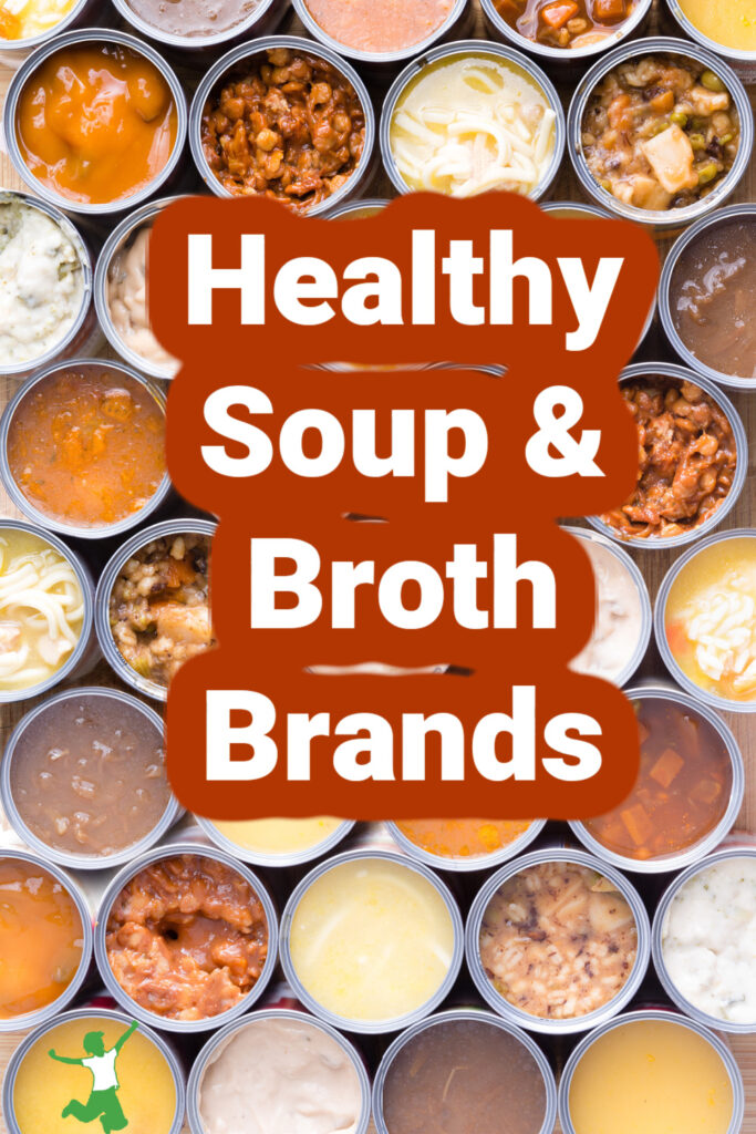 healthy soup and broth brands on a counter