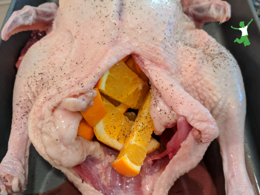 Holiday duck stuffed with fresh fruit