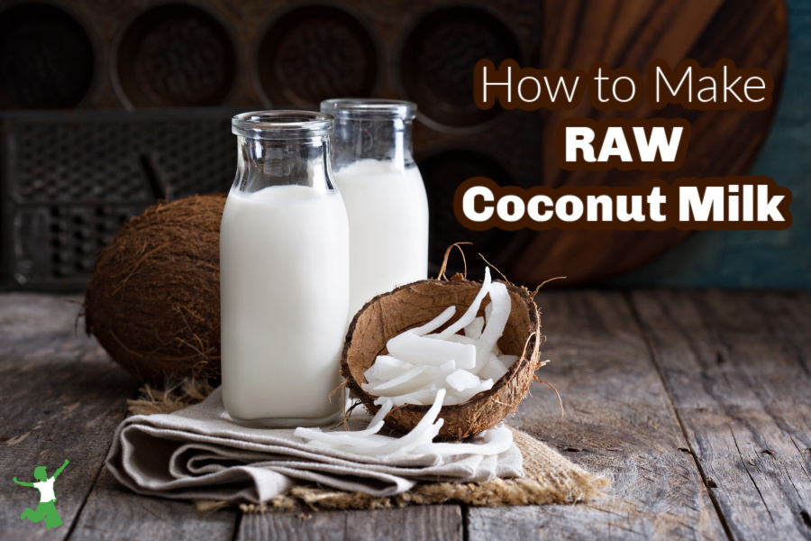 raw coconut milk bottles on wood counter