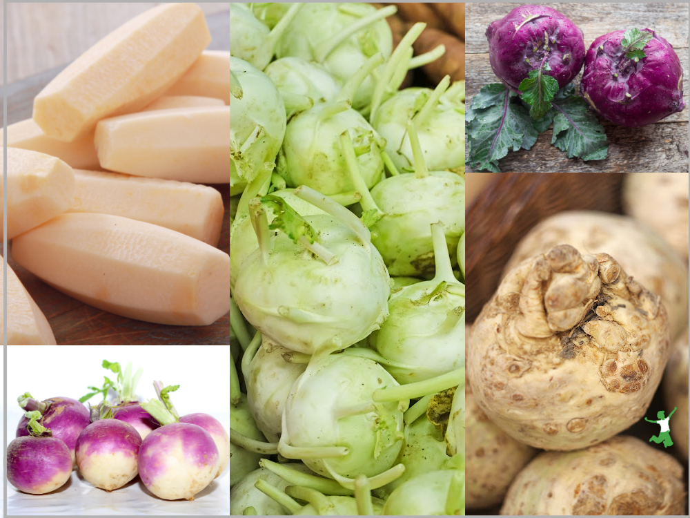 photo collage of healthy nonstarchy potato substitutes