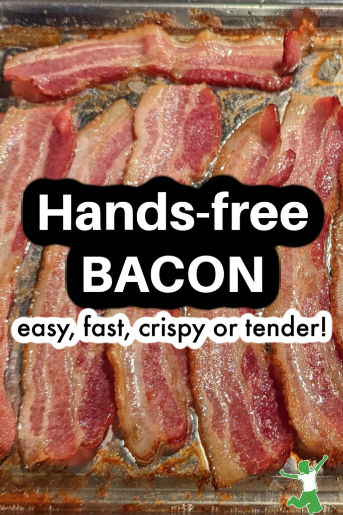 bacon rashers cooked hands-free on stainless steel pan