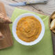 homemade sweet potato hummus in a white bowl