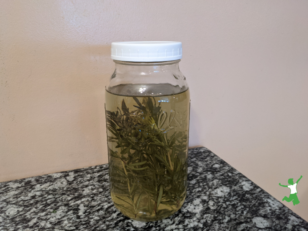 Water infused with rosemary, used for brain-boosting baths