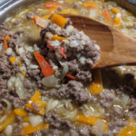 low carb white bean chili in a large pan