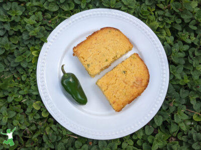 healthy jalapeno cornbread on white plate