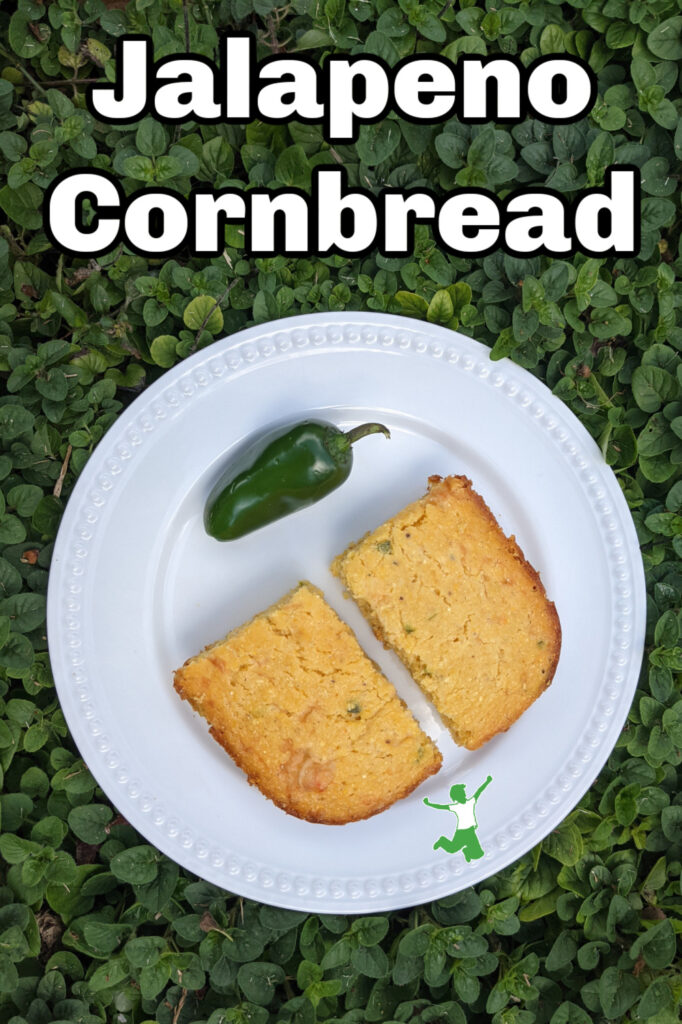 sprouted jalapeno cornbread slices on white plate