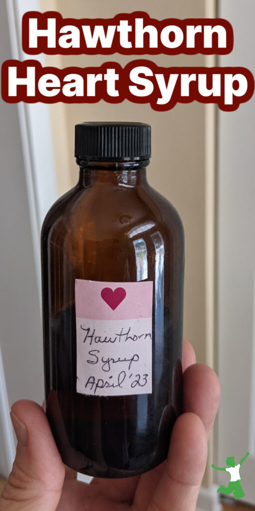 amber bottle of DIY hawthorn syrup