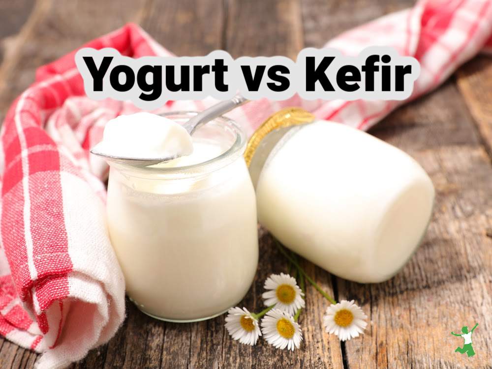 jars of yogurt and kefir on wooden table