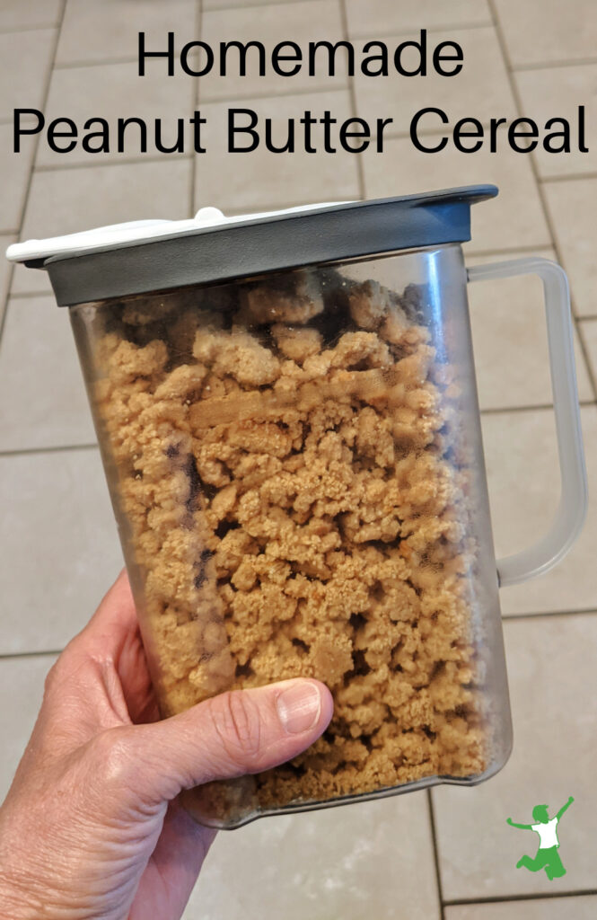 healthy peanut butter cereal in a sealed container