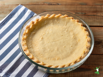 healthy keto pie crust on blue striped napkin