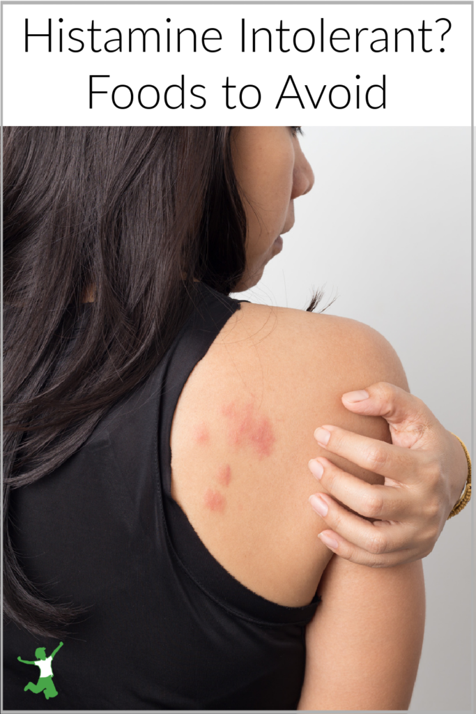 histamine intolerant woman who avoids fermented foods with breakout on back