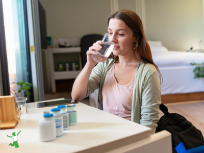 young college student taking the best supplements to keep her healthy