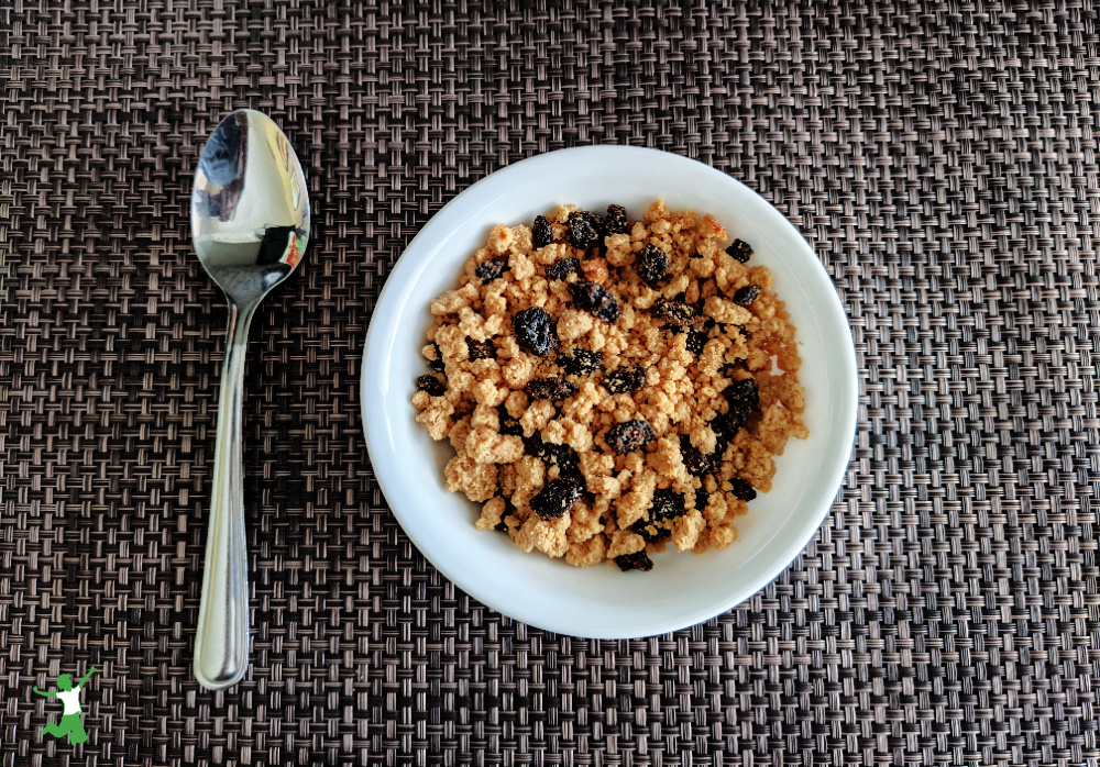 homemade raisin bran in white bowl