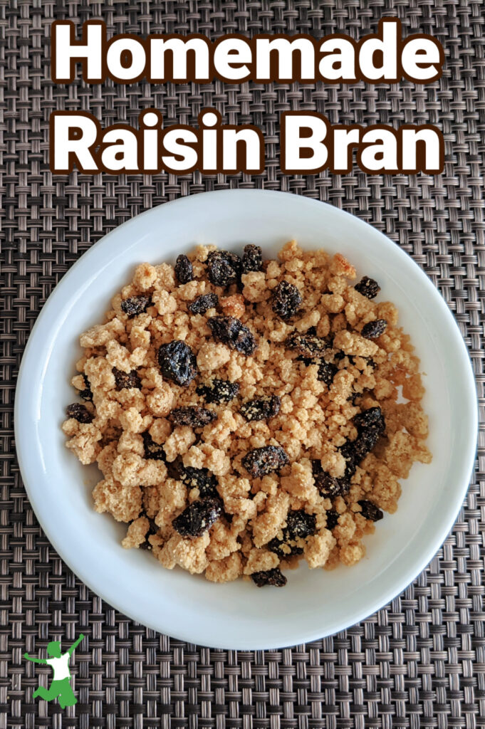 healthy raisin bran made at home in white bowl 