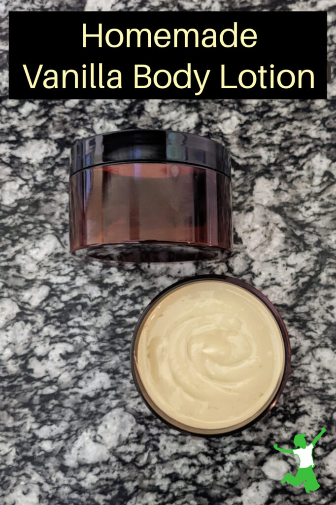 nontoxic DIY vanilla body cream in amber jar