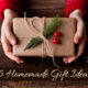 man holding holiday decorated homemade gift