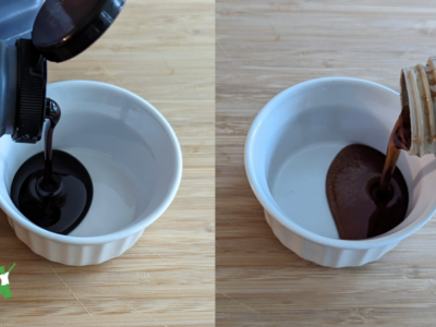 maple syrup versus date syrup in white bowls