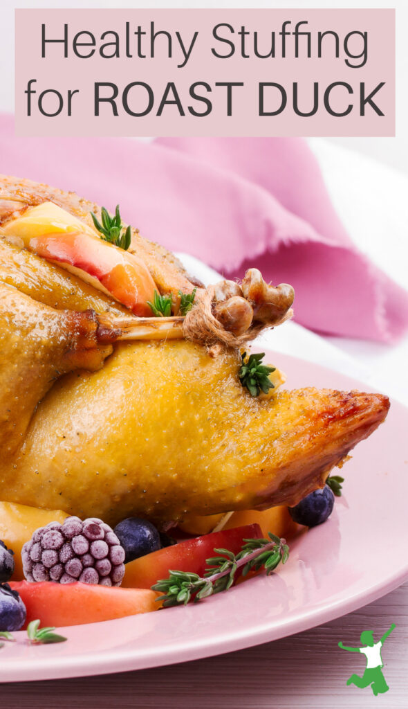 roast duck prepared with healthy fruit stuffing