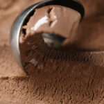 scoop of homemade raw chocolate ice cream