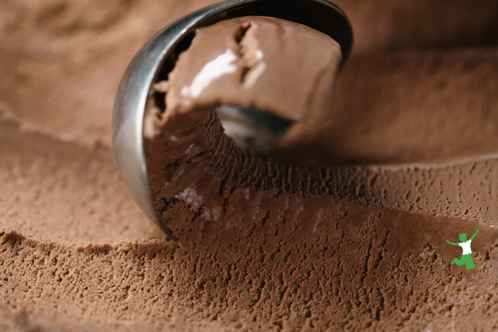 scoop of homemade raw chocolate ice cream
