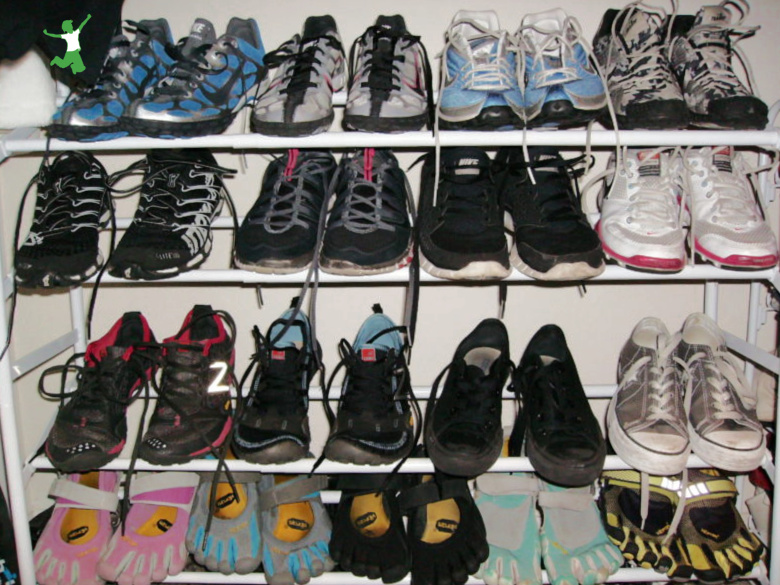 rack of healthy barefoot running shoe brands