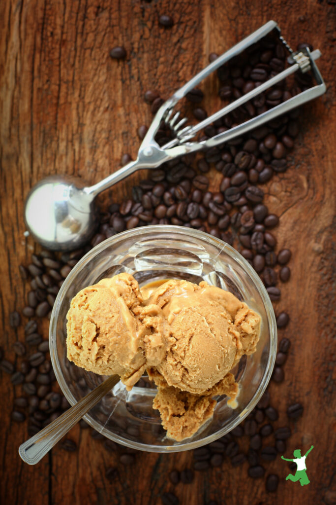 healthy coffee ice cream with scooper