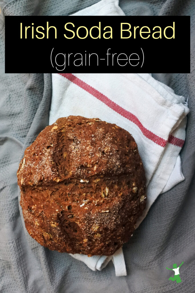 grain-free soda bread loaf on white dishtowel