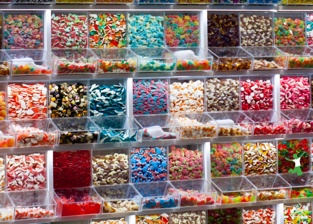 bulk bins of candy to entice children