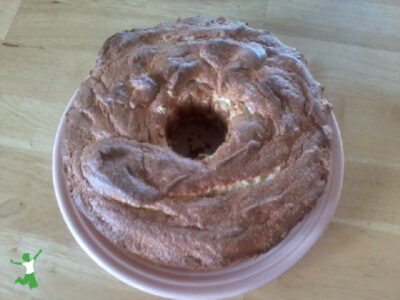 grain free angel food cake on white platter