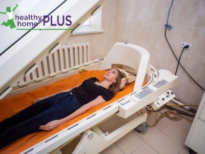 woman receiving hyperbaric oxygen therapy at increased pressure