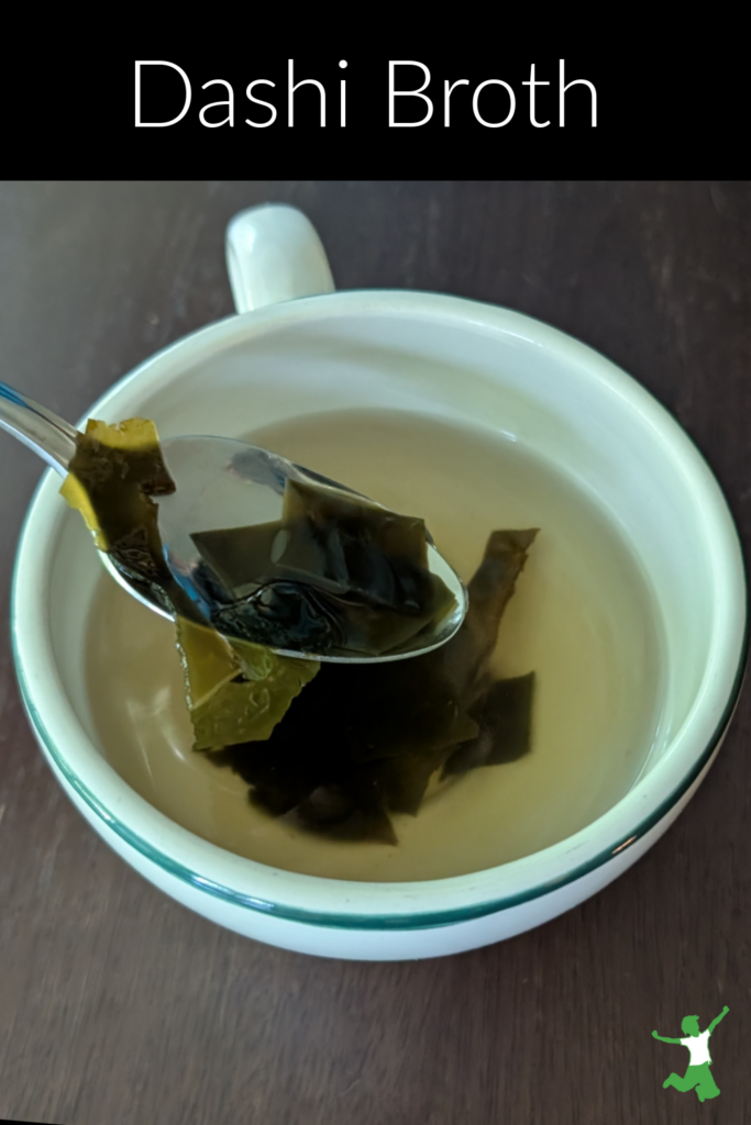 homemade dashi in white soup mug