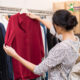 woman shopping for synthetic blouse