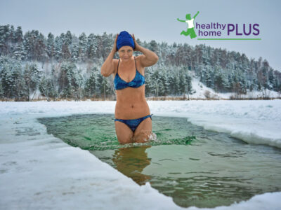 woman taking a cold plunge