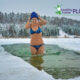 woman taking a cold plunge