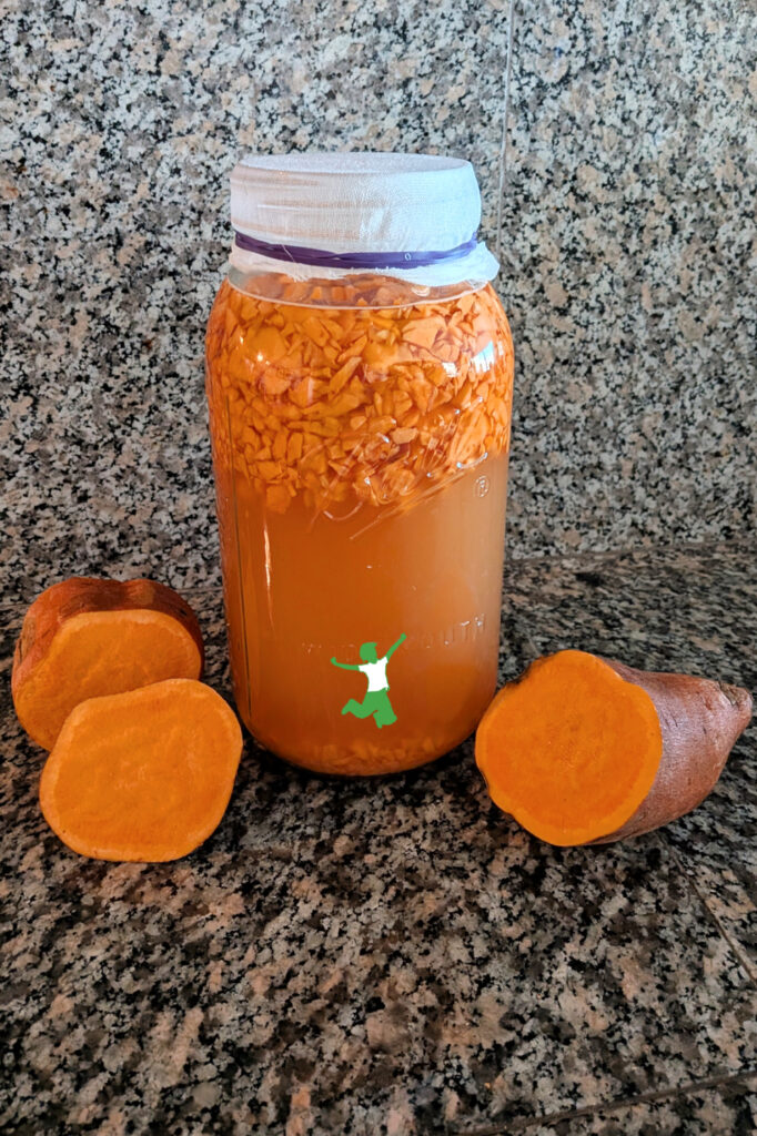 fermented sweet potato kvass in mason jar
