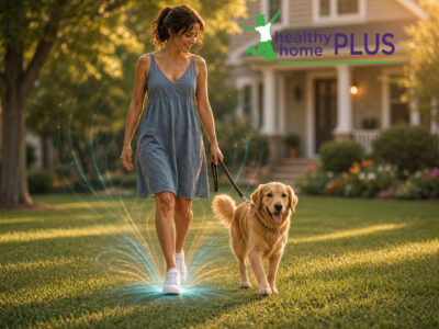 woman walking in DIY grounding shoes