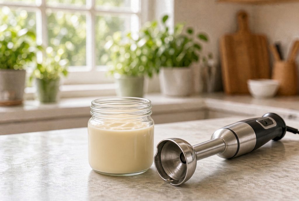 one minute mayo in glass jar