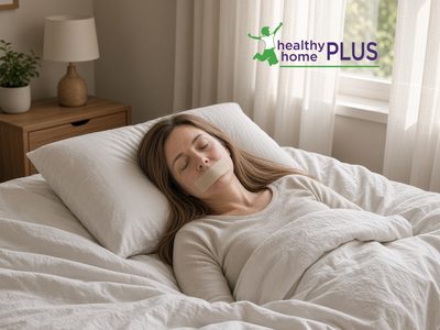 woman asleep with mouth tape